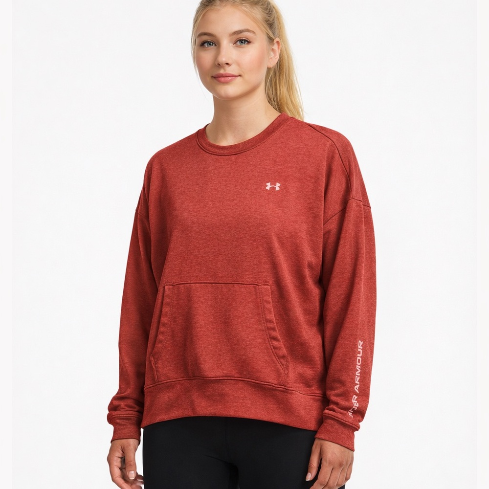 Under Armour Women's UA Shoreline Terry Crew Large Red Activewear Athleisure Gym